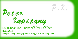 peter kapitany business card